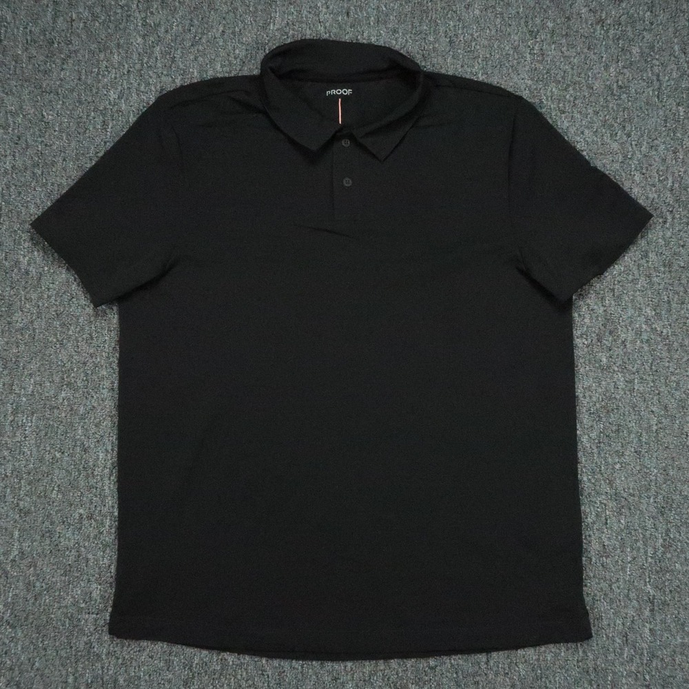 Proof Shirt Mens Large Black Polo Short Sleeve Lightweight Huckberry